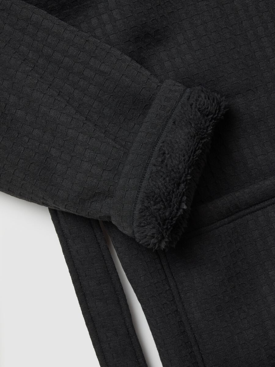 Black Checked Dressing Gown with Hood and Belt_5