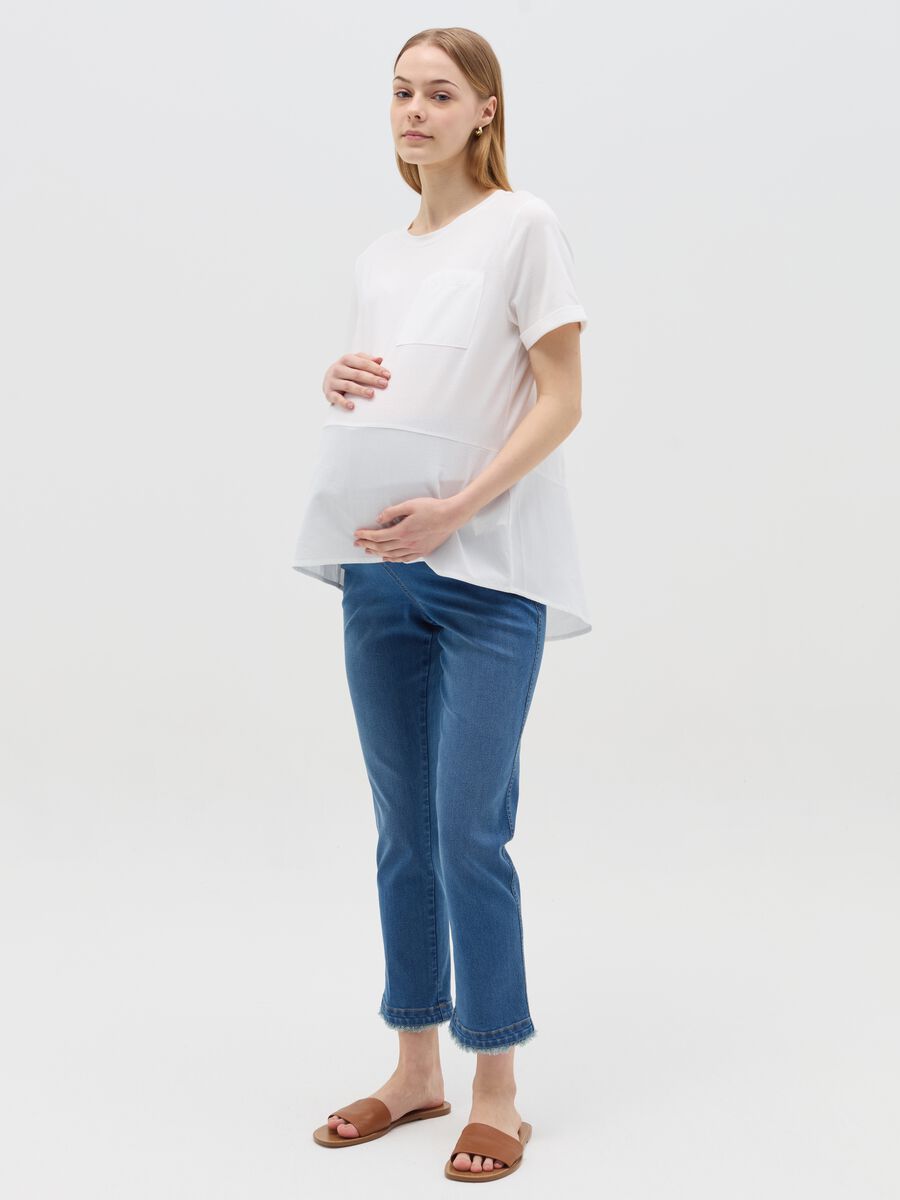 Cropped maternity treggings in denim_0