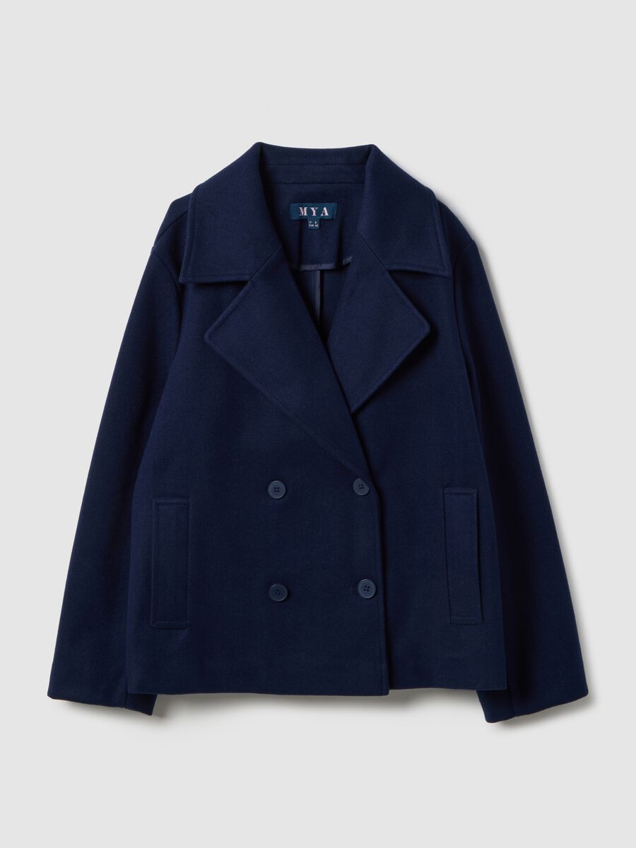 Blue Double-breasted Jacket, Regular Fit_4