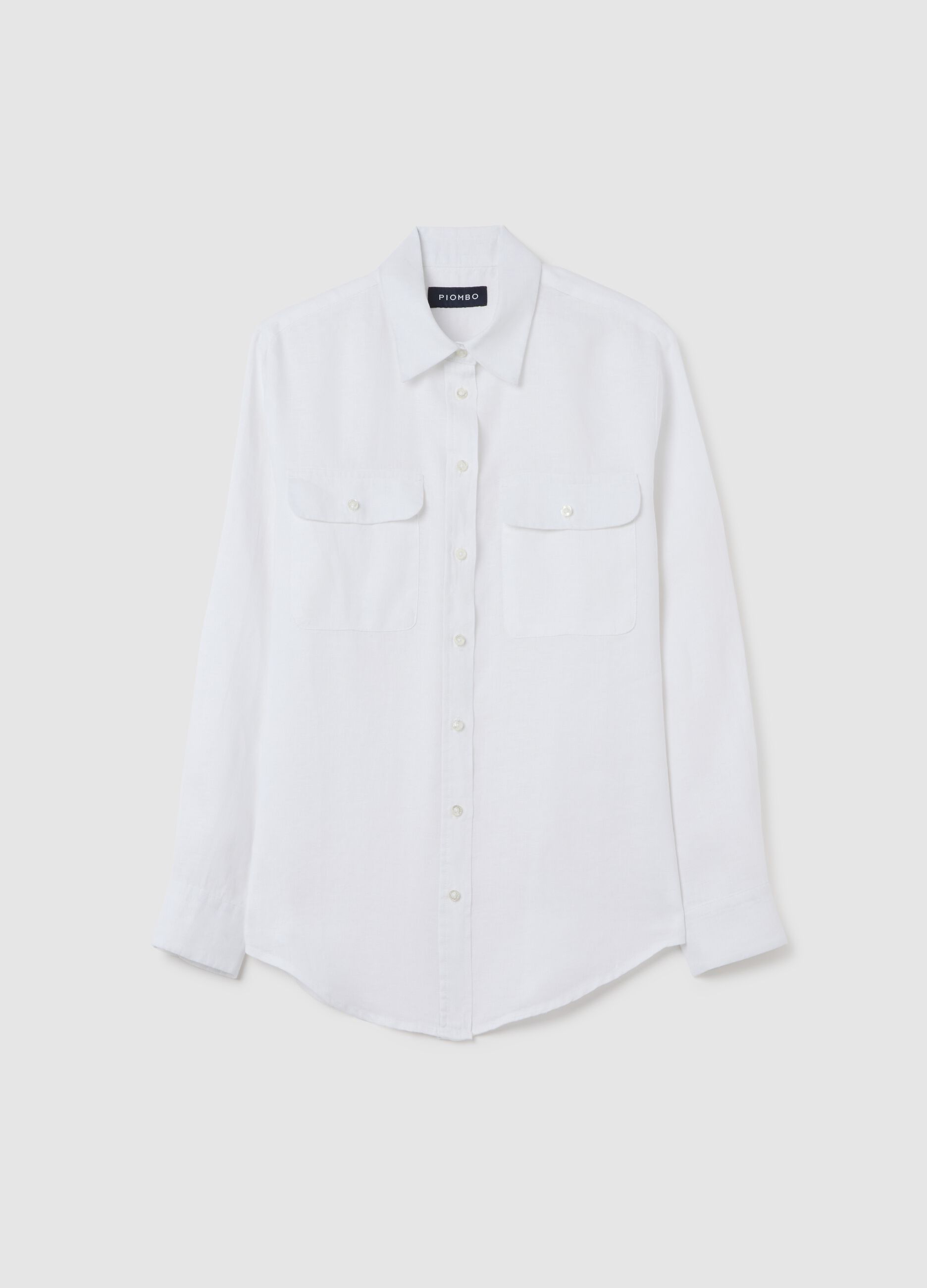 White long sleeve pure linen Piombo shirt