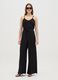 Women's jumpsuit in pure black viscose wide fit_0