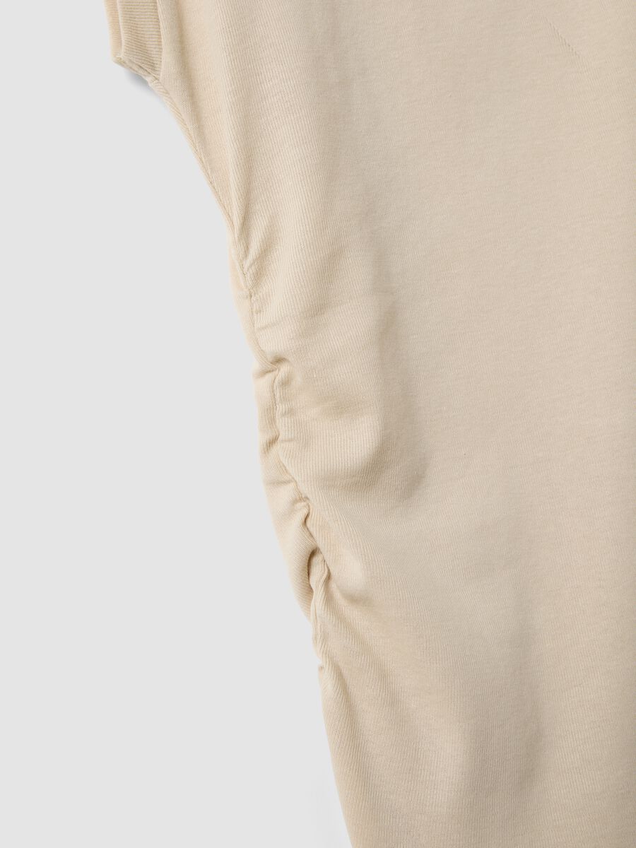Tank top beige in puro cotone con arricciature laterali regular fit_5