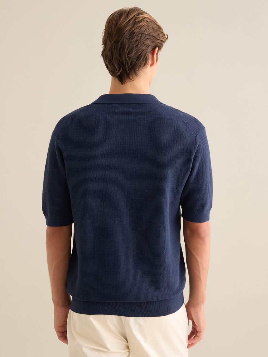 Men's blue pure cotton polo shirt regular fit_2