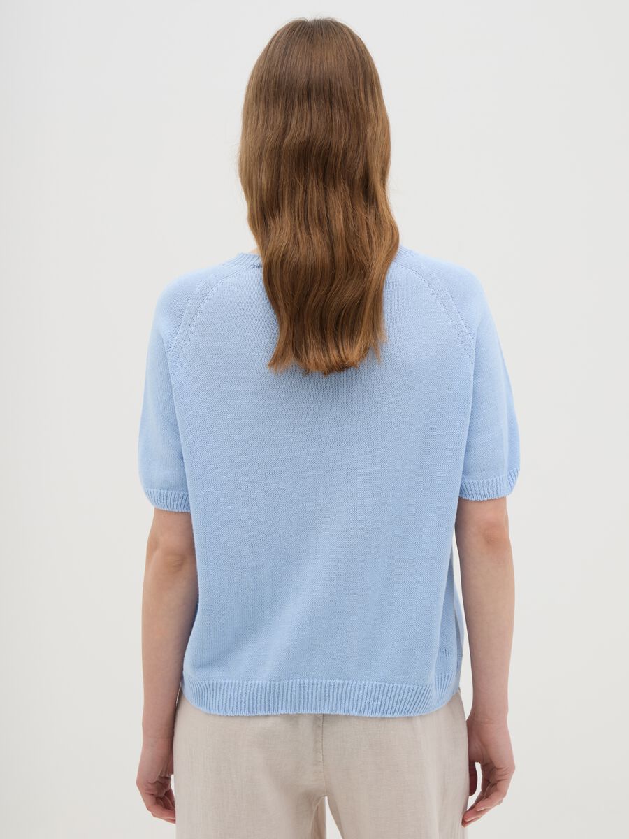 Women's light blue pure cotton regular fit t-shirt_3