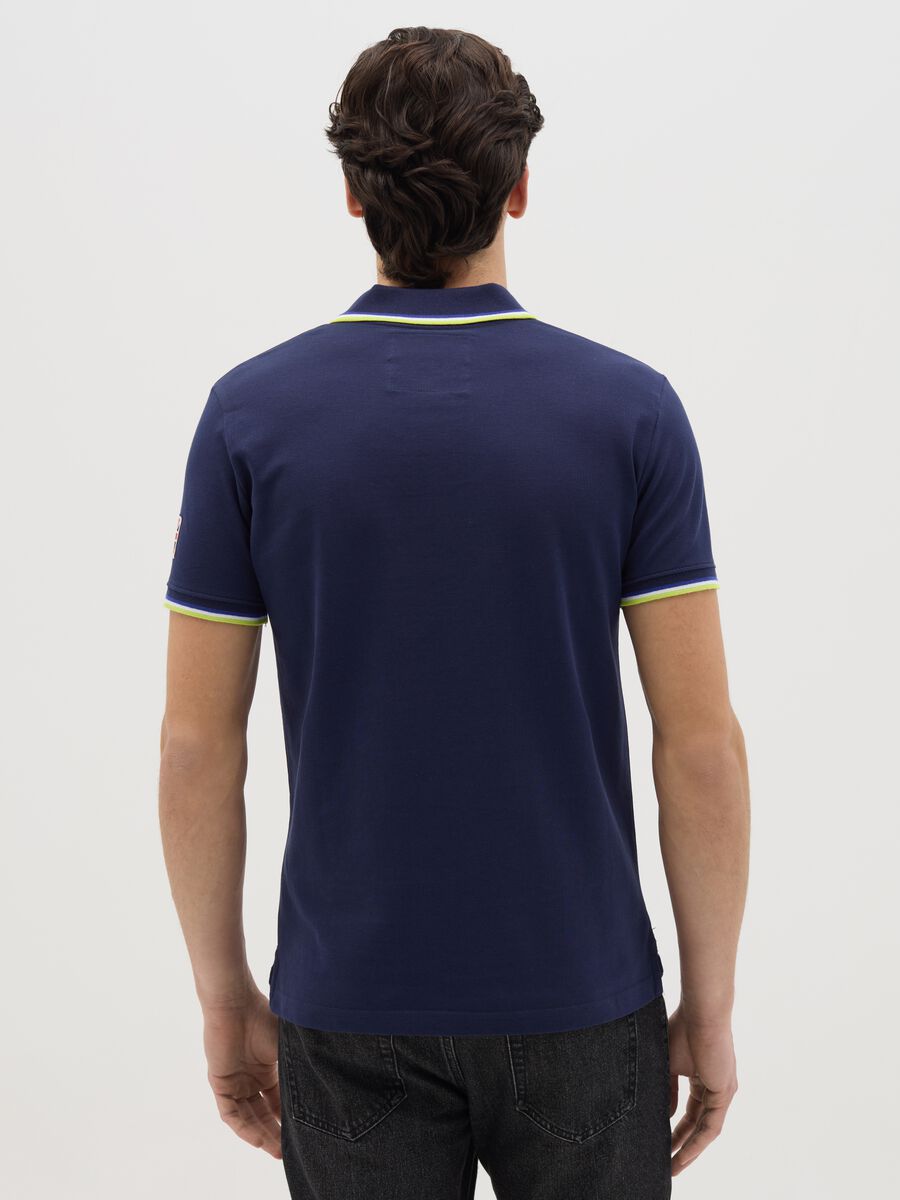 Lonsdale blue polo shirt with short sleeves in cotton_3