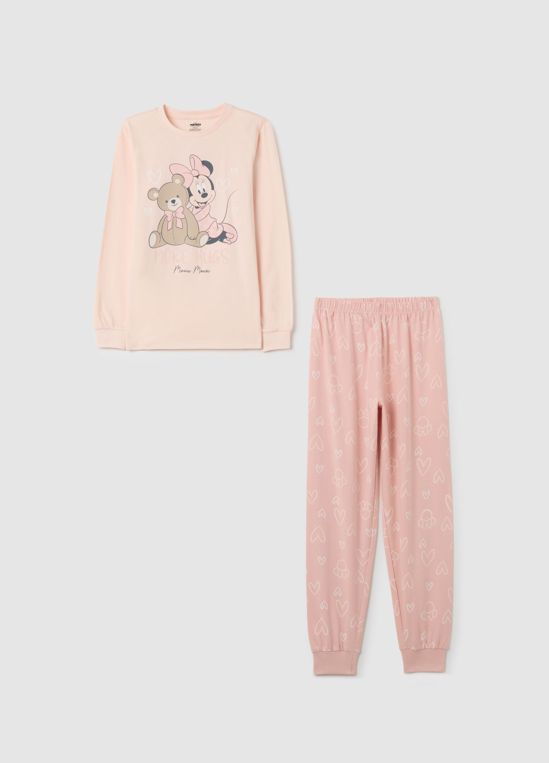 Pigiama da bambina in puro cotone rosa regular fit