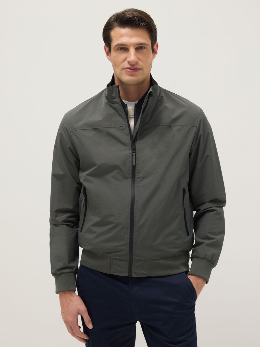 Giacca bomber verde regular fit con zip_0