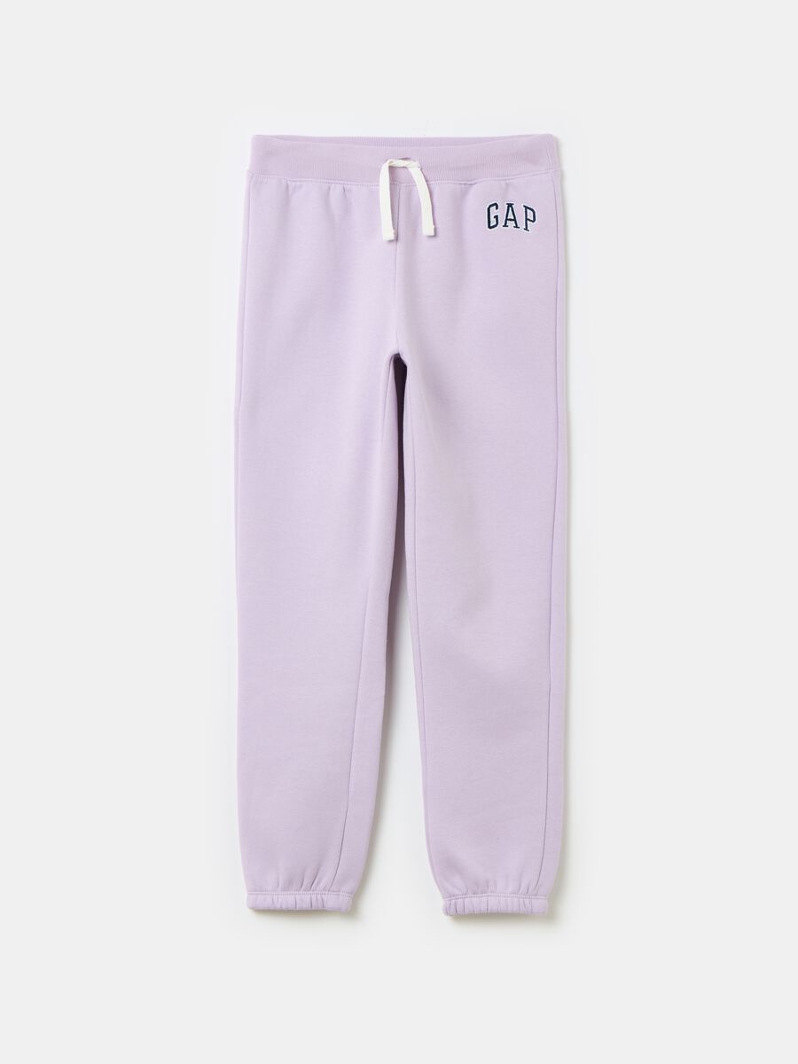 Fleece joggers with logo embroidery_0