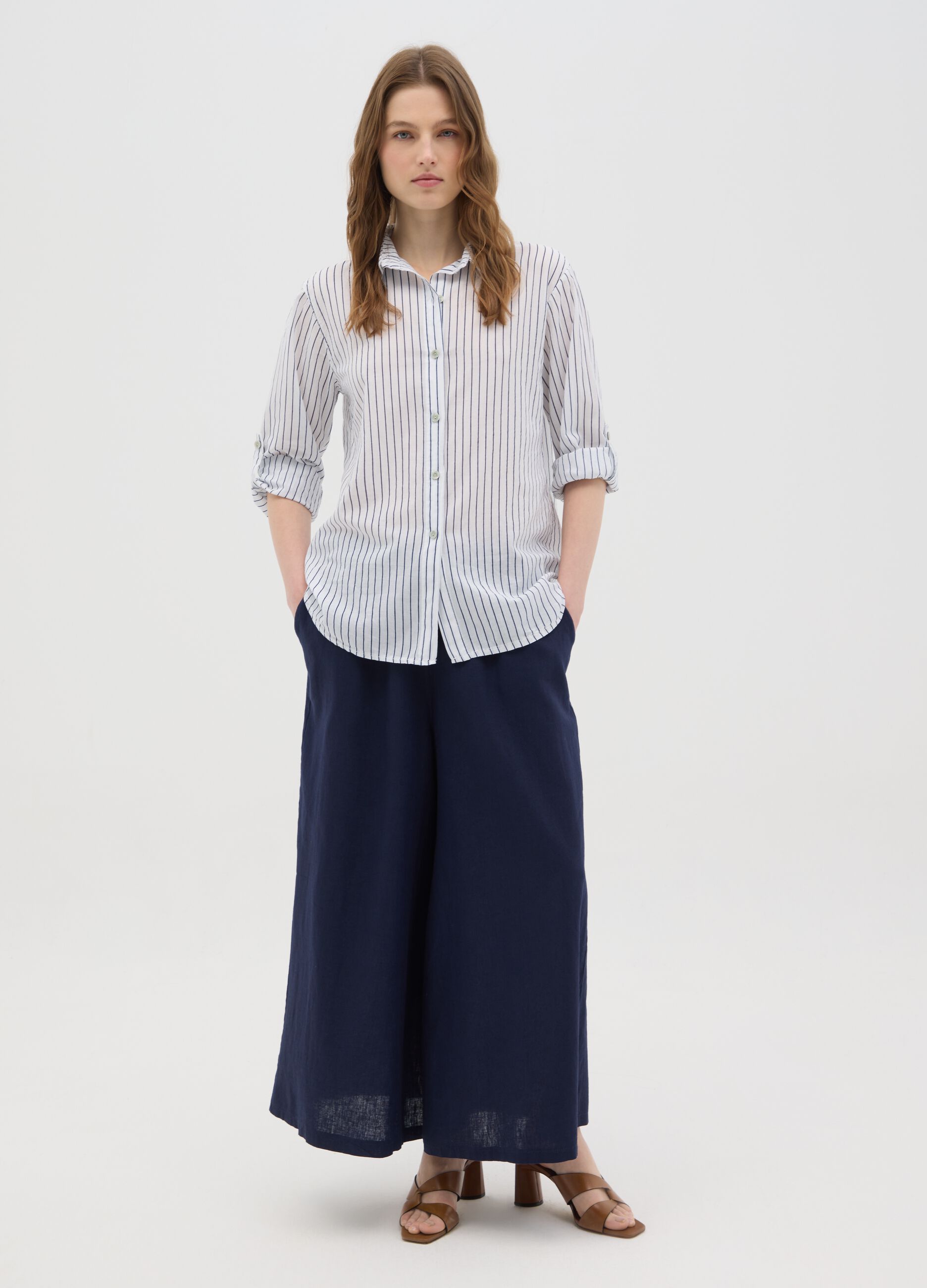 Women's multicolor oversized pure cotton shirt with regular fit