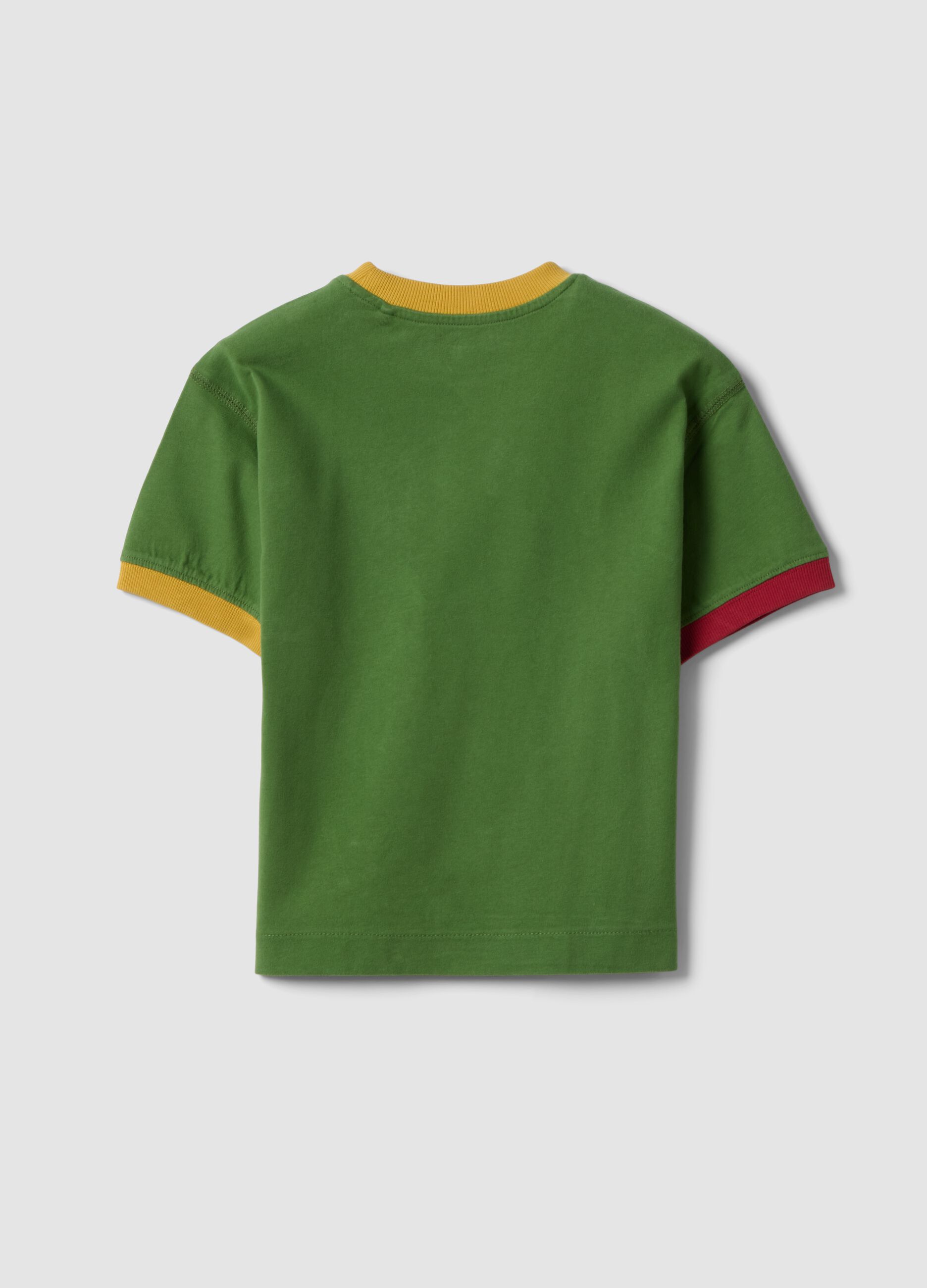 Green short-sleeved pure cotton T-shirt