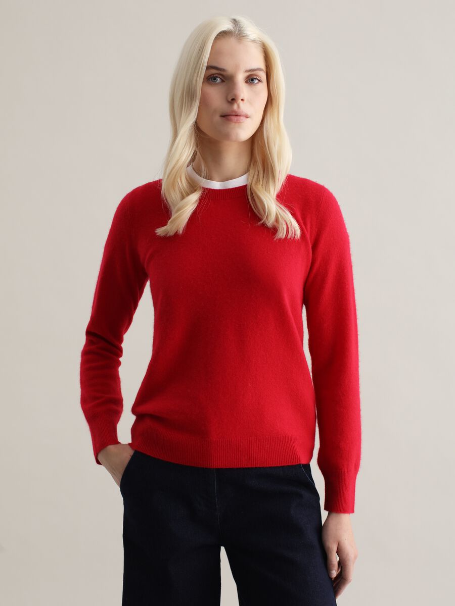 Cashmere pullover with round neck with fold_0