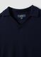Blue viscose-blend polo with V-neck and collar, regular fit_5