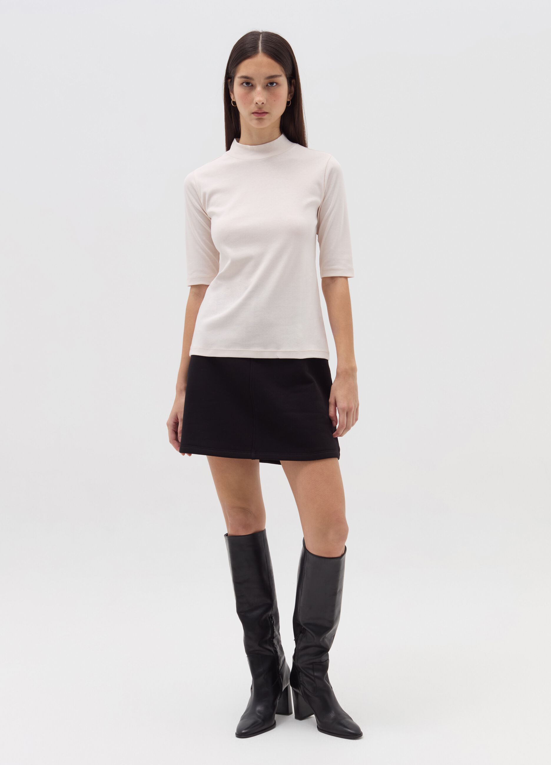 OVS T-shirt mock neck con maniche al gomito