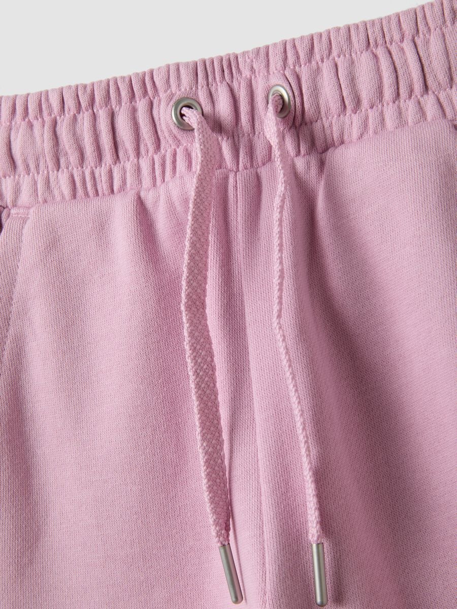Pantaloni culotte rosa in puro cotone organico per bambina_2