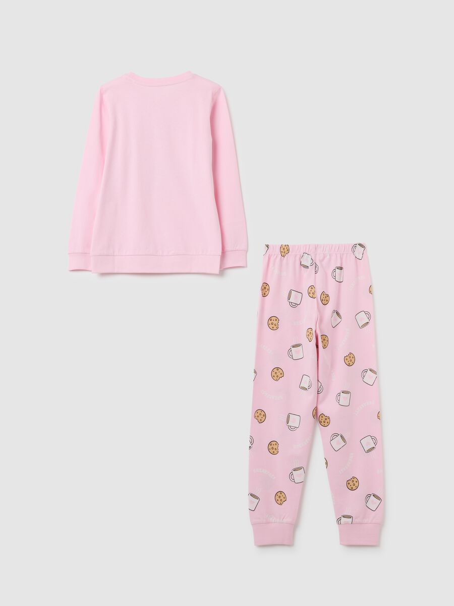 Girls' pink pure cotton pyjamas with print_1
