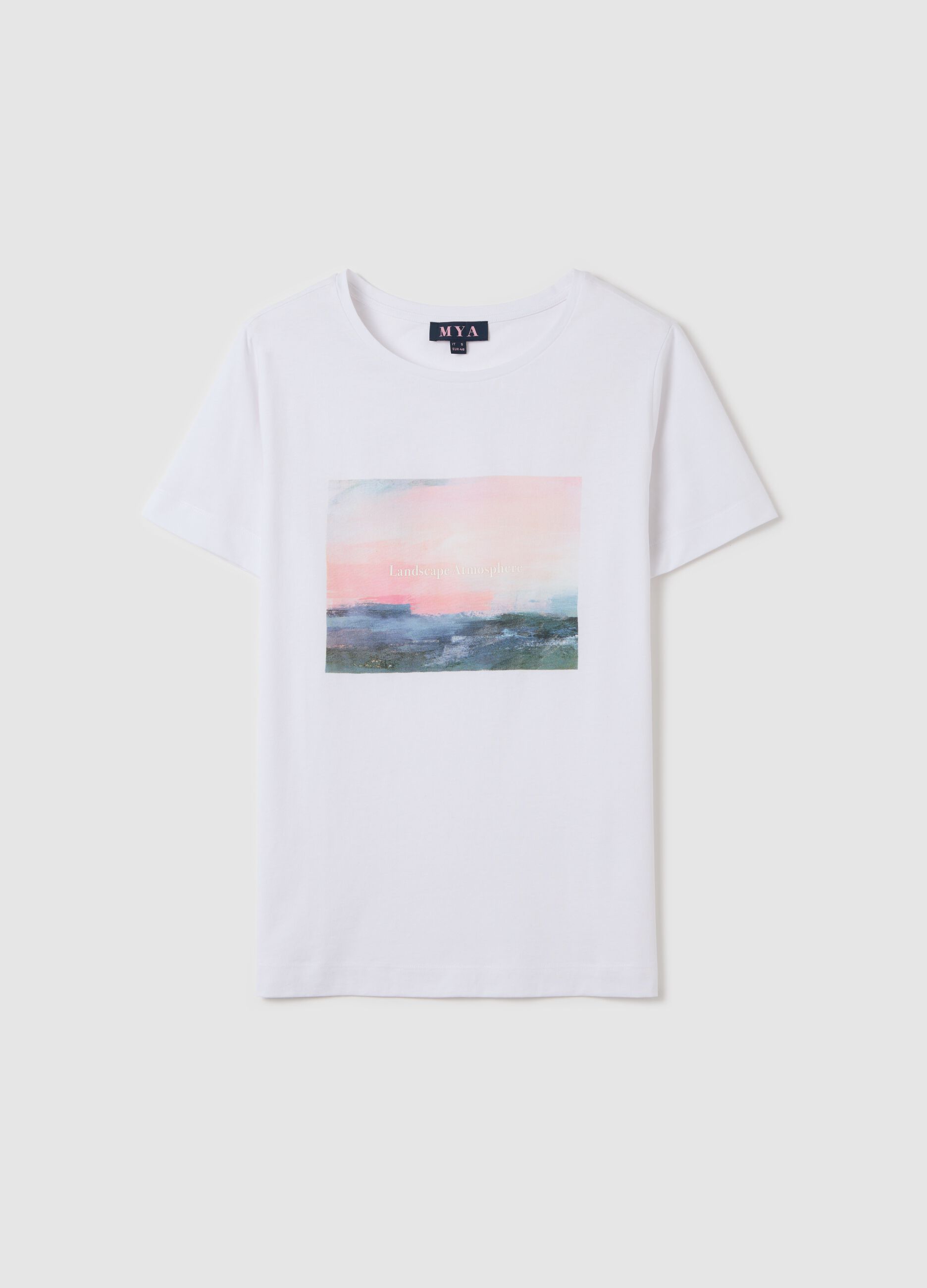 T-shirt bianca a maniche corte in cotone Curvy