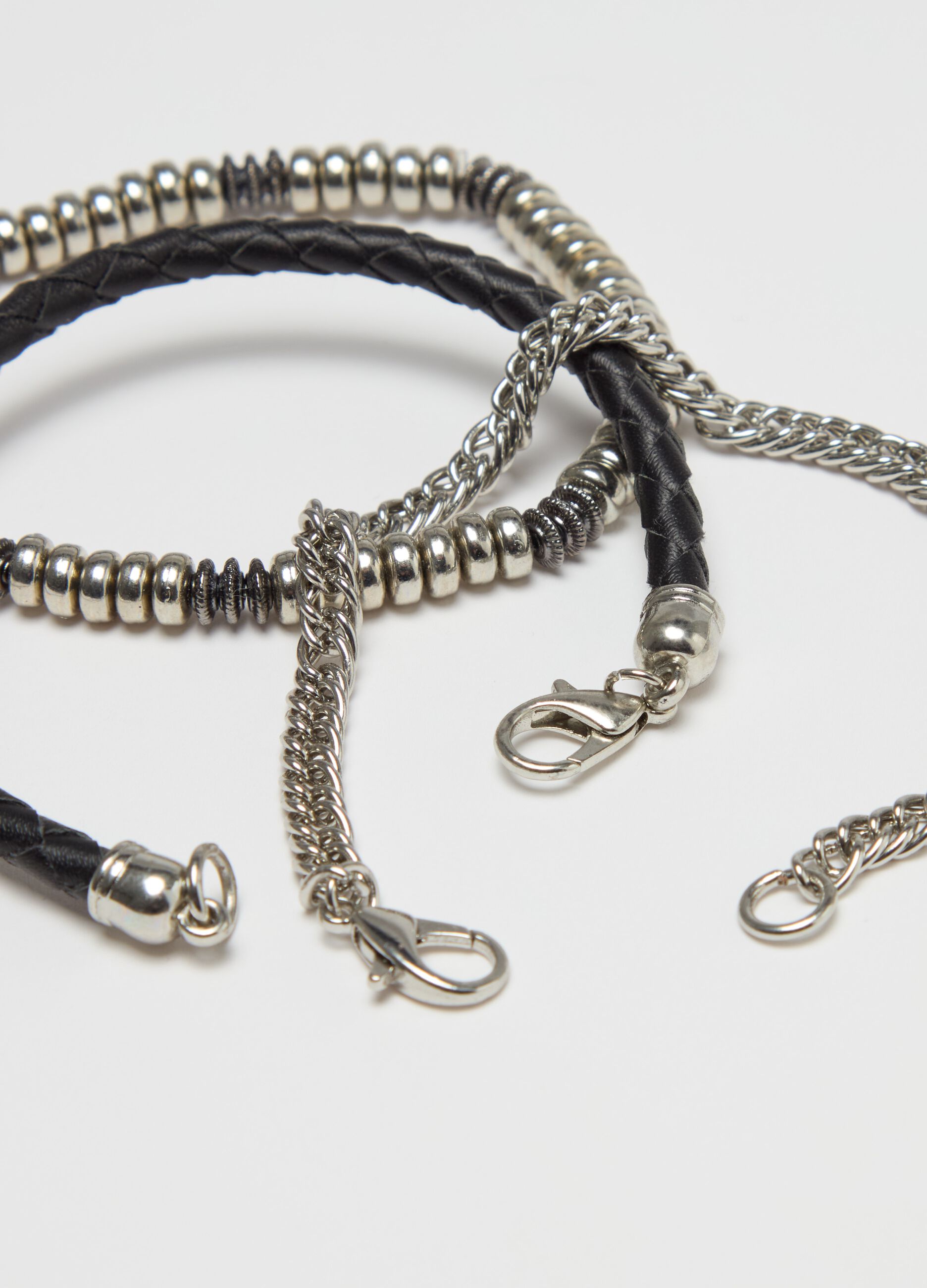 Three-pack bracelets with silver finish