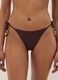 Brown stretch bikini bottoms with side ties and beads_1