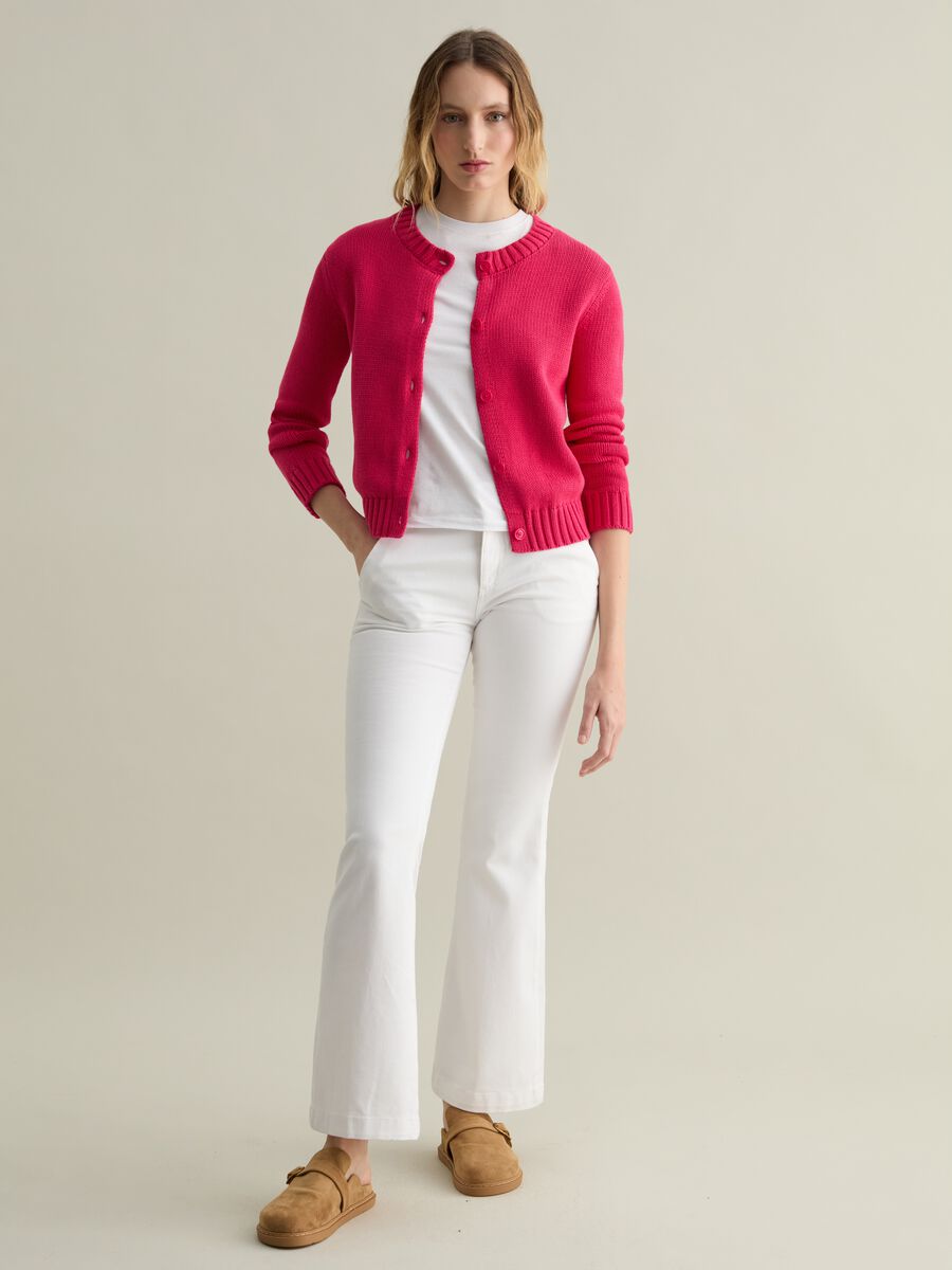 Cardigan with round neck in cotton_1