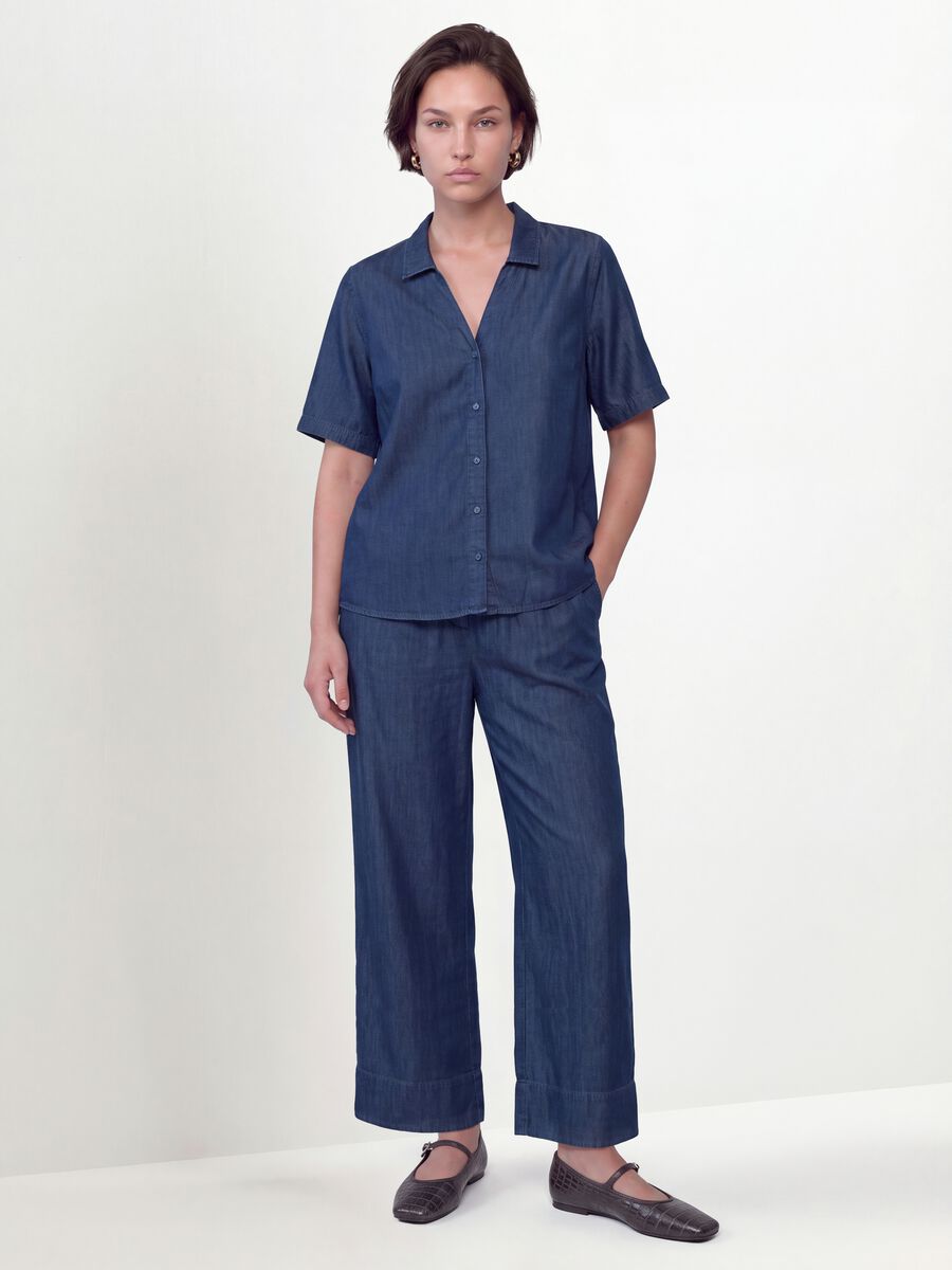 Camicia blu in puro lyocell a maniche corte regular fit_2