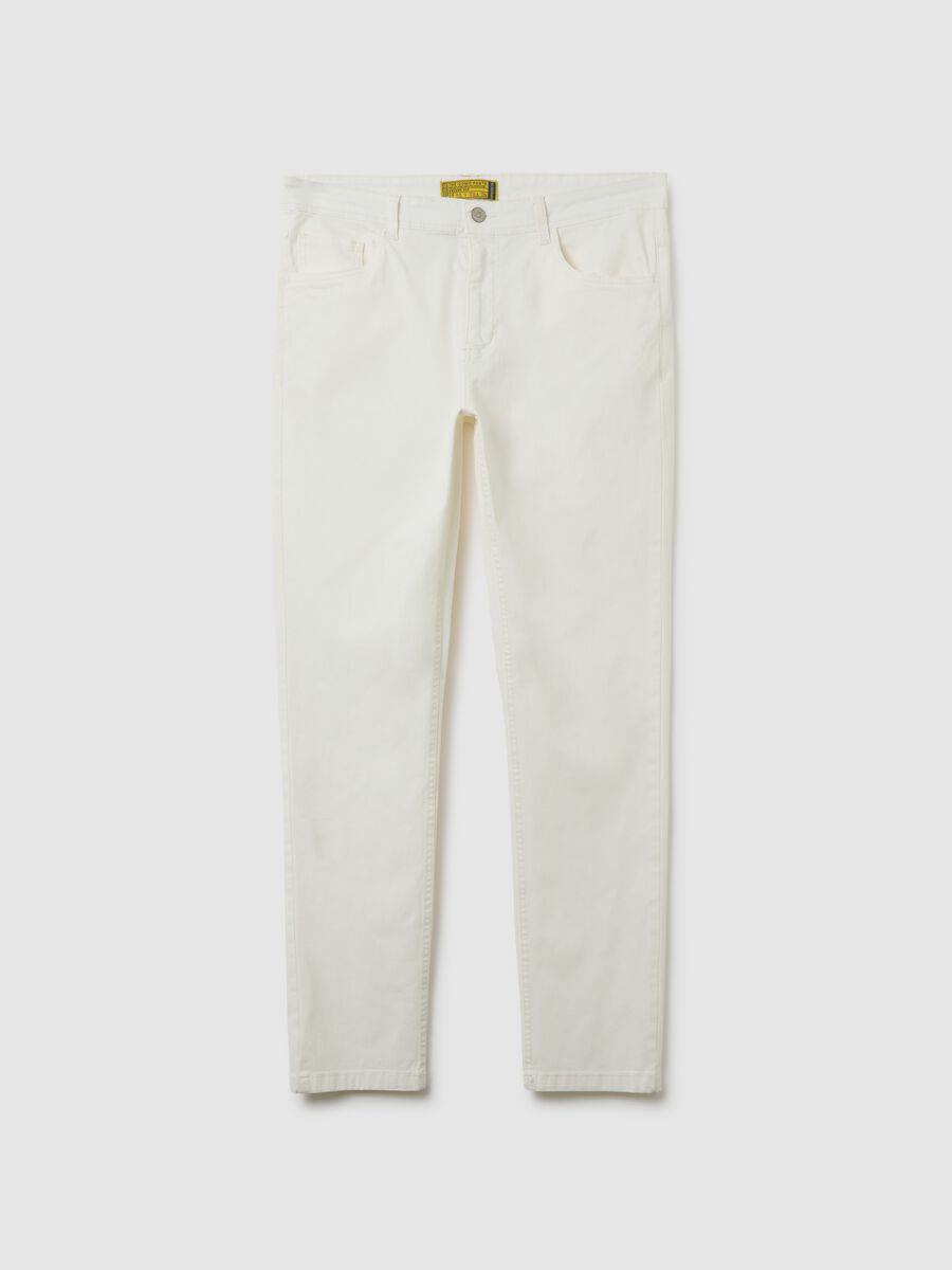 Pantaloni skinny in cotone elasticizzato bianchi_0