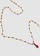 Brown necklace with embroidered pendant in pure cotton_2