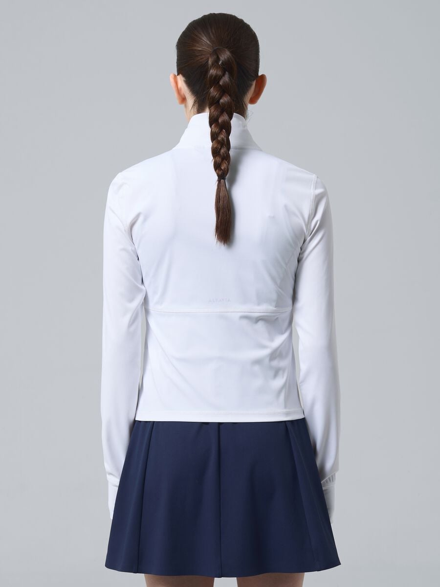 Felpa full zip ALTAVIA COURT bianca in tessuto tecnico elasticizzato_2