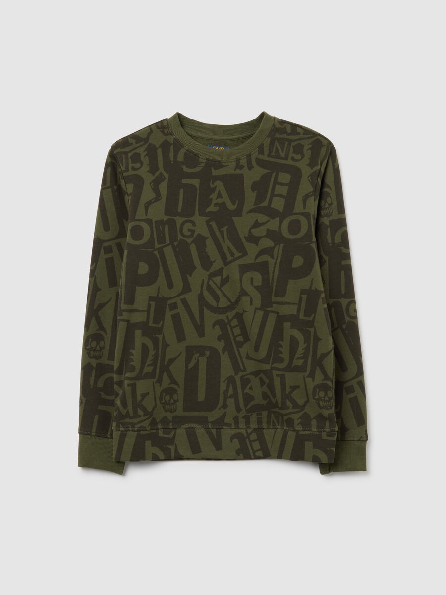 Felpa da ragazzo in puro cotone verde regular fit_0