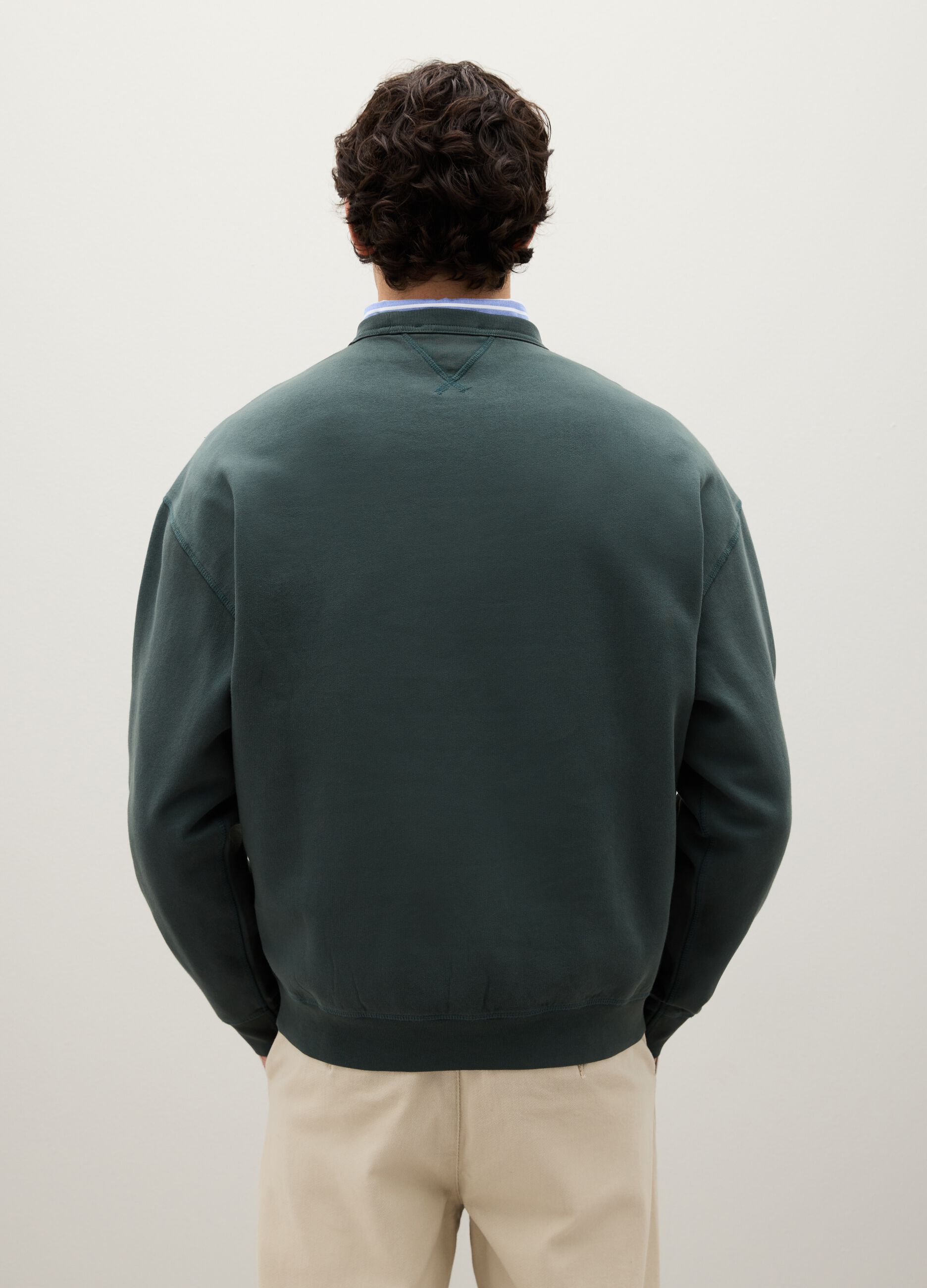 Felpa in puro cotone verde regular fit