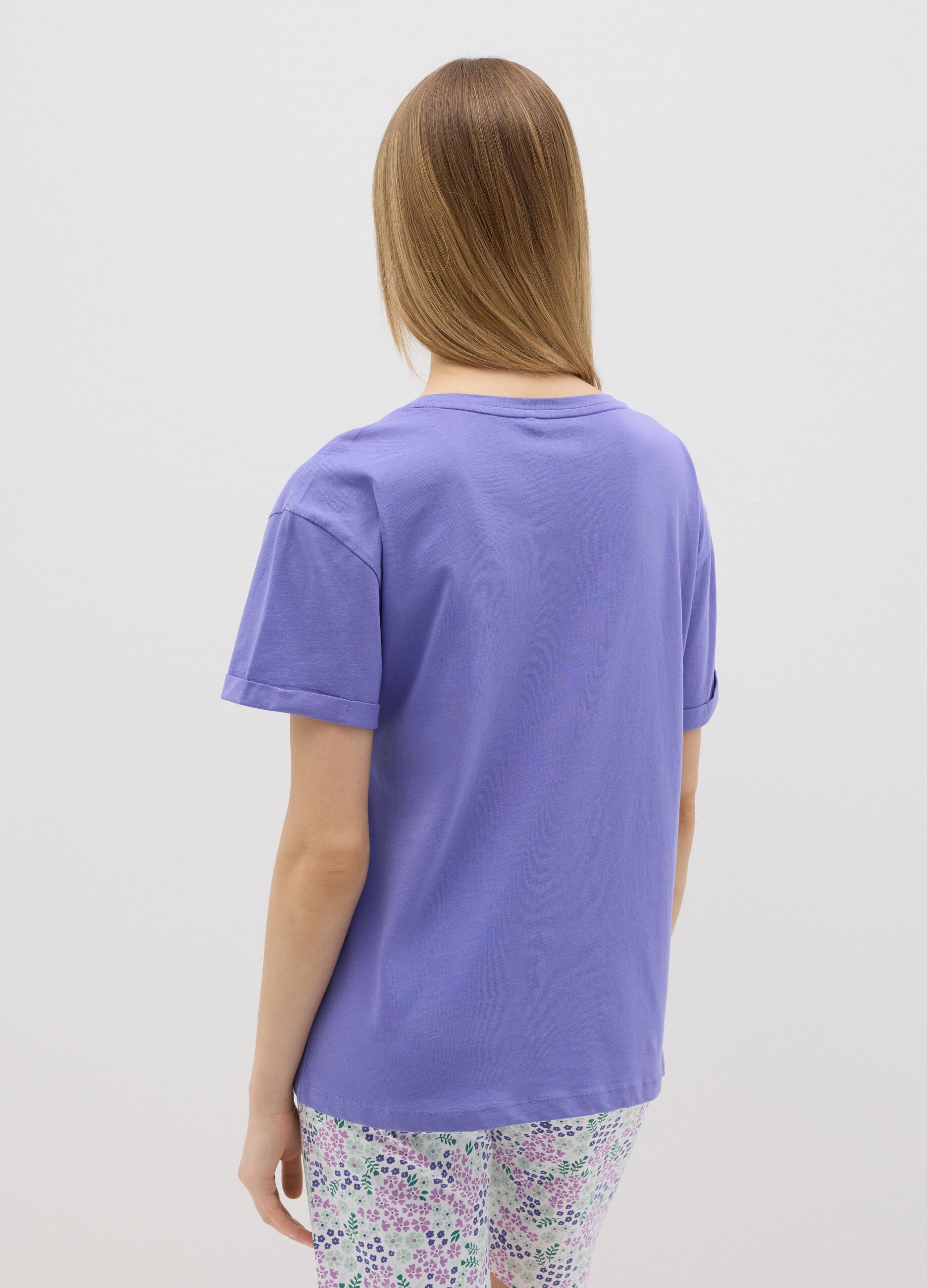 Purple pyjama top with "Fleur" embroidery
