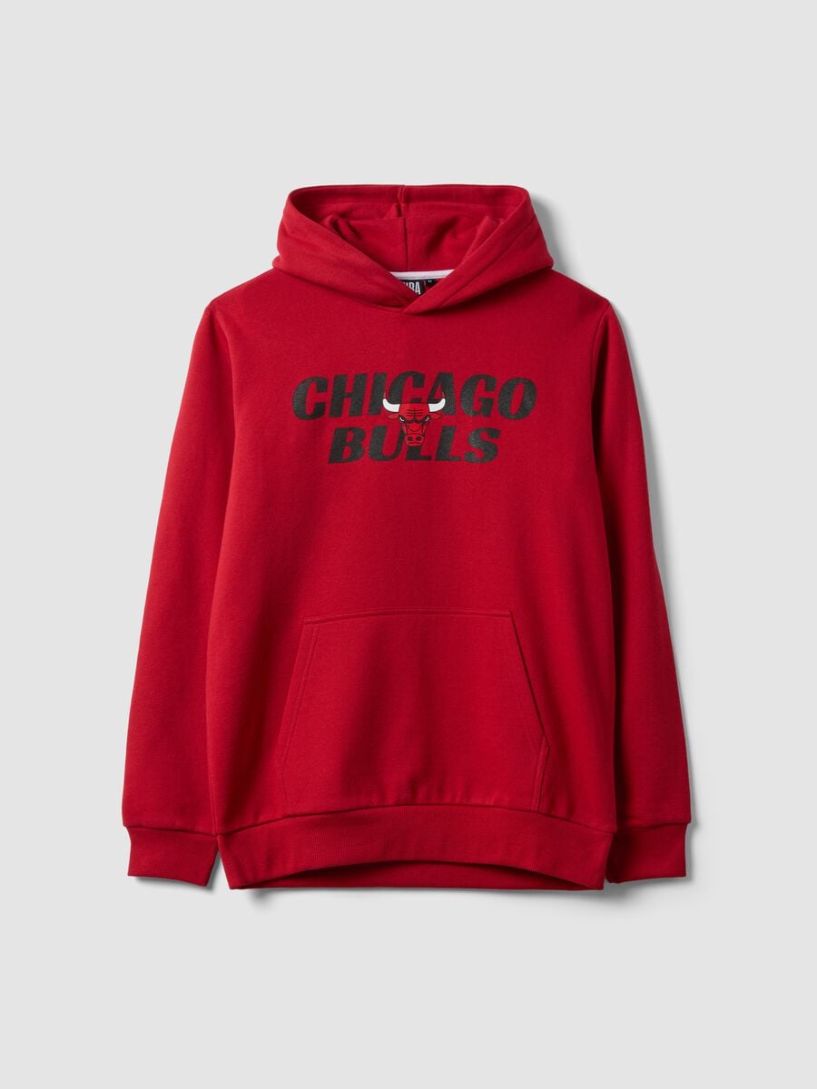 Felpa rossa con cappuccio in misto cotone con stampa Chicago Bulls_0