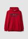 Red cotton-blend hoodie with Chicago Bulls print_0