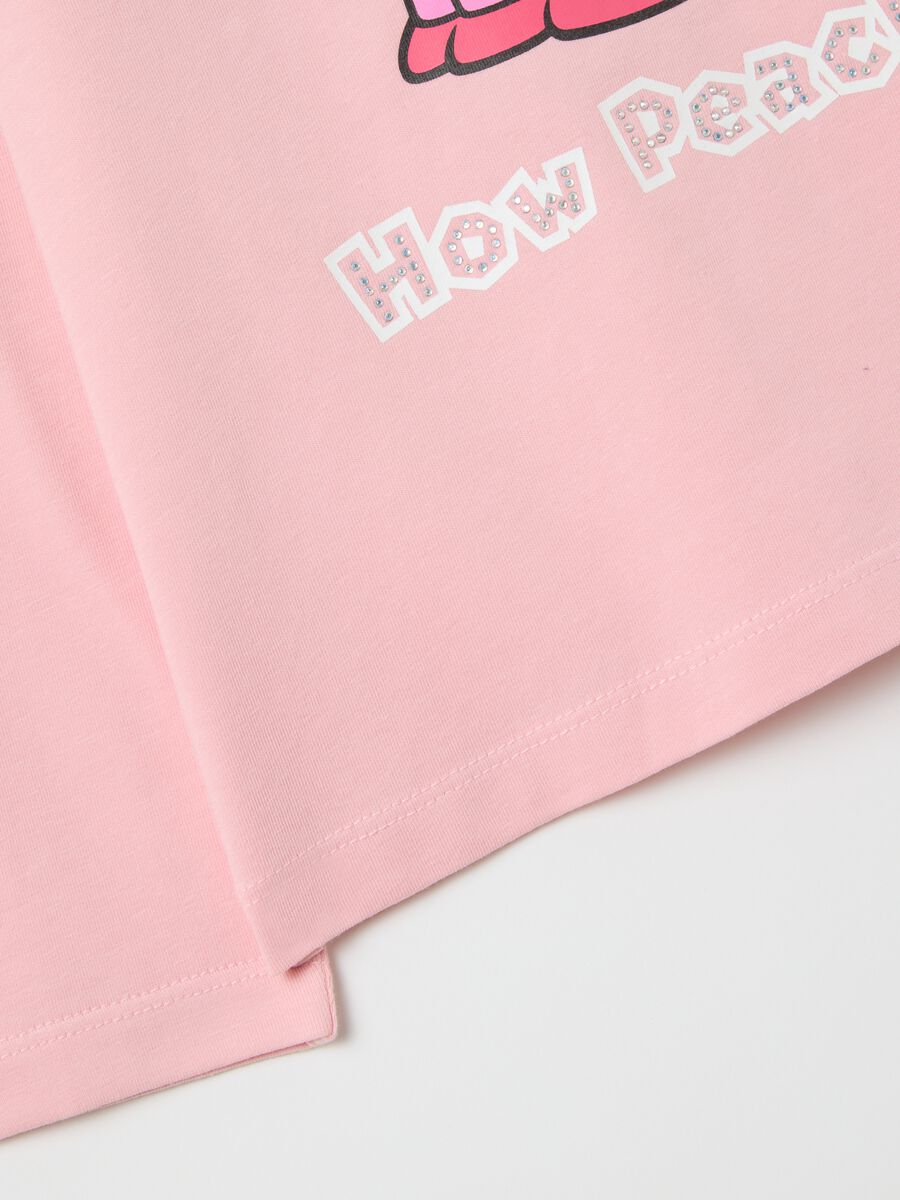 Girls' pink stretch cotton T-shirt with Super Mario print_3