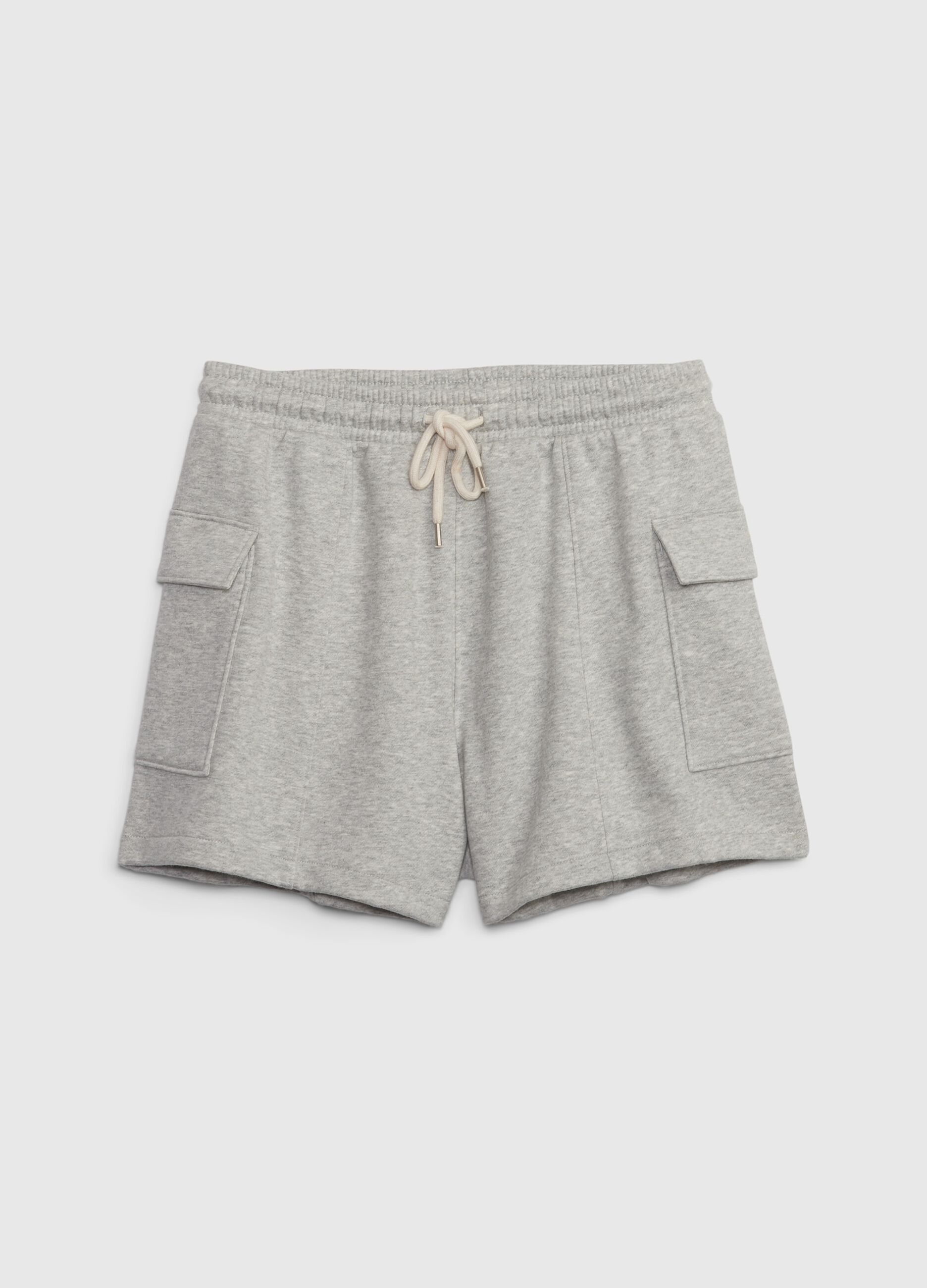 Shorts cargo in felpa con coulisse_0