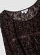 Brown stretch T-shirt with flocked floral pattern_1