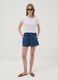 Blue pure cotton denim shorts with elasticated waist, regular fit_0