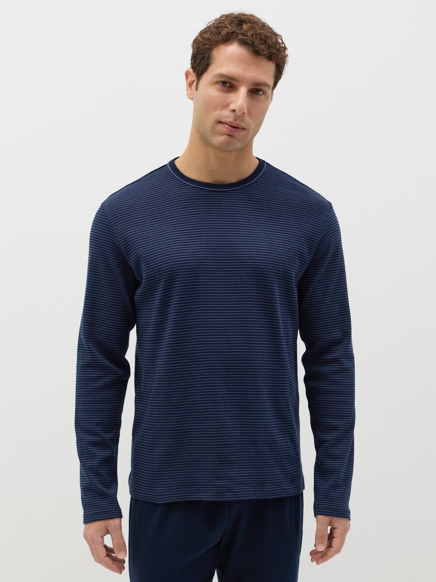 Cotton pyjamas with thin striped top_1