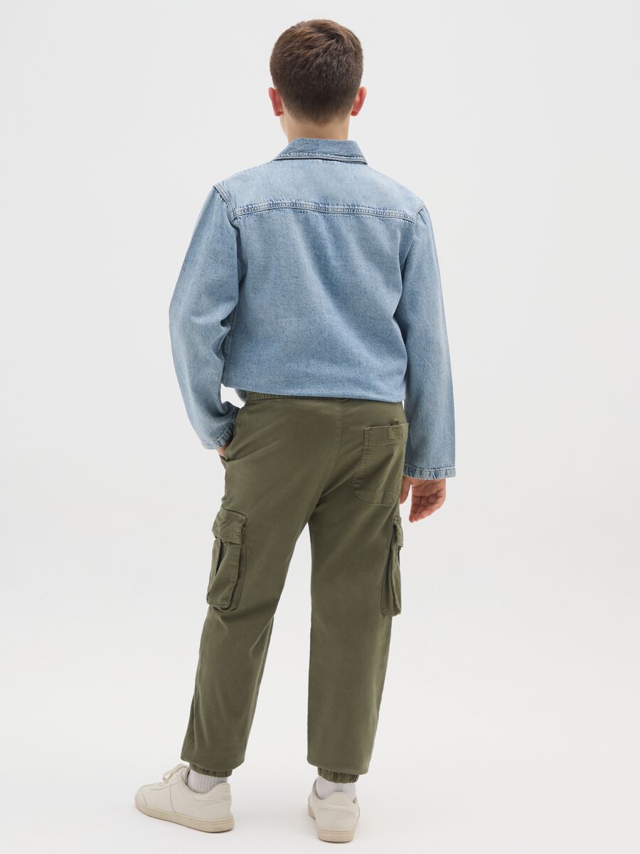Pantaloni da ragazzo in misto cotone elasticizzato verdi_3