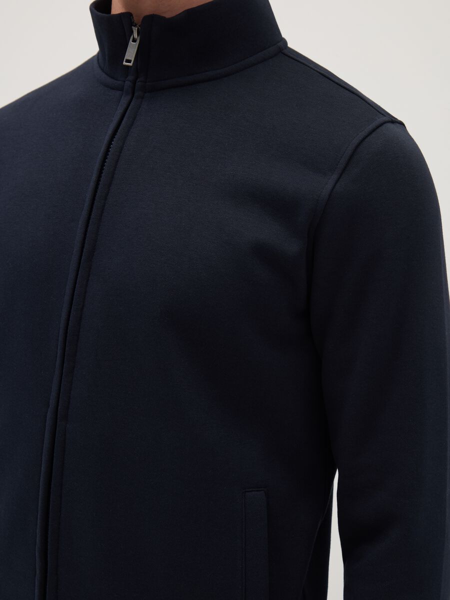 Blue cotton-blend sweatshirt regular fit with full zip_3