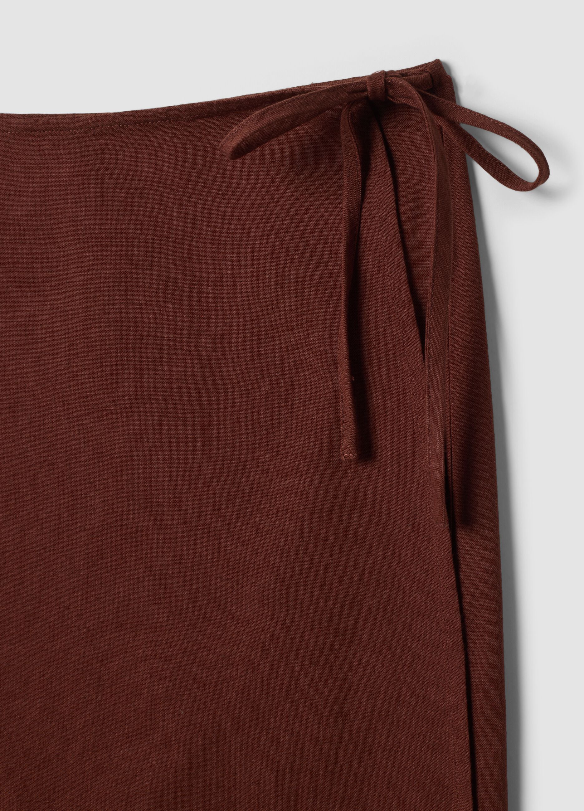 Brown cotton-linen blend pareo