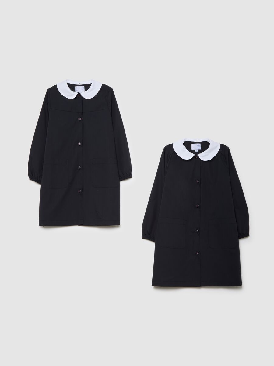 Girls' multicolour cotton-blend dress with collar_0