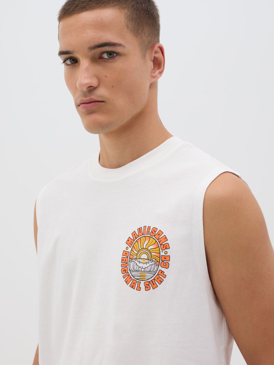 White Pure Cotton Vest with Ovs Print_1