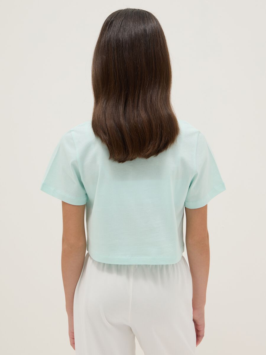 Girl's blue pure cotton boxy fit T-shirt with print_1