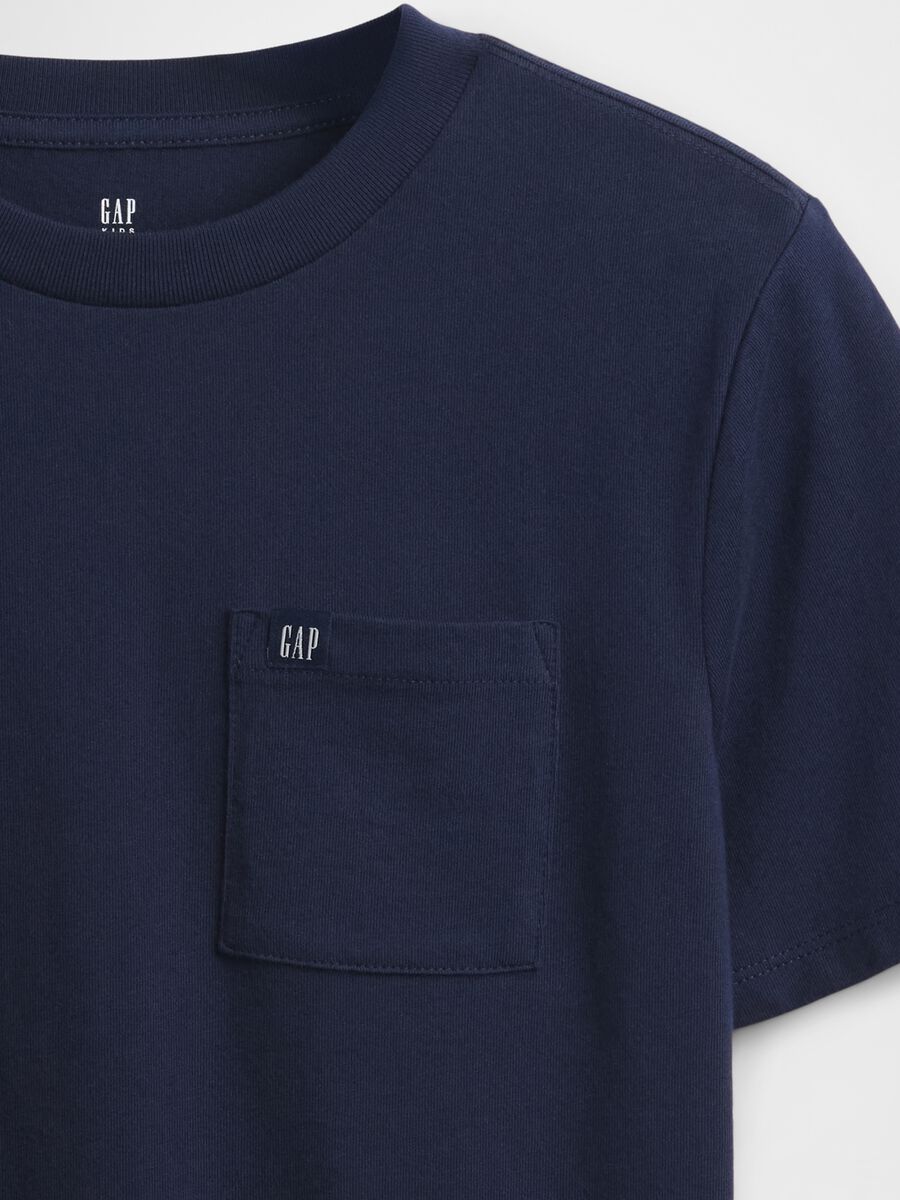 Blue Cotton T-shirt with Pocket_1