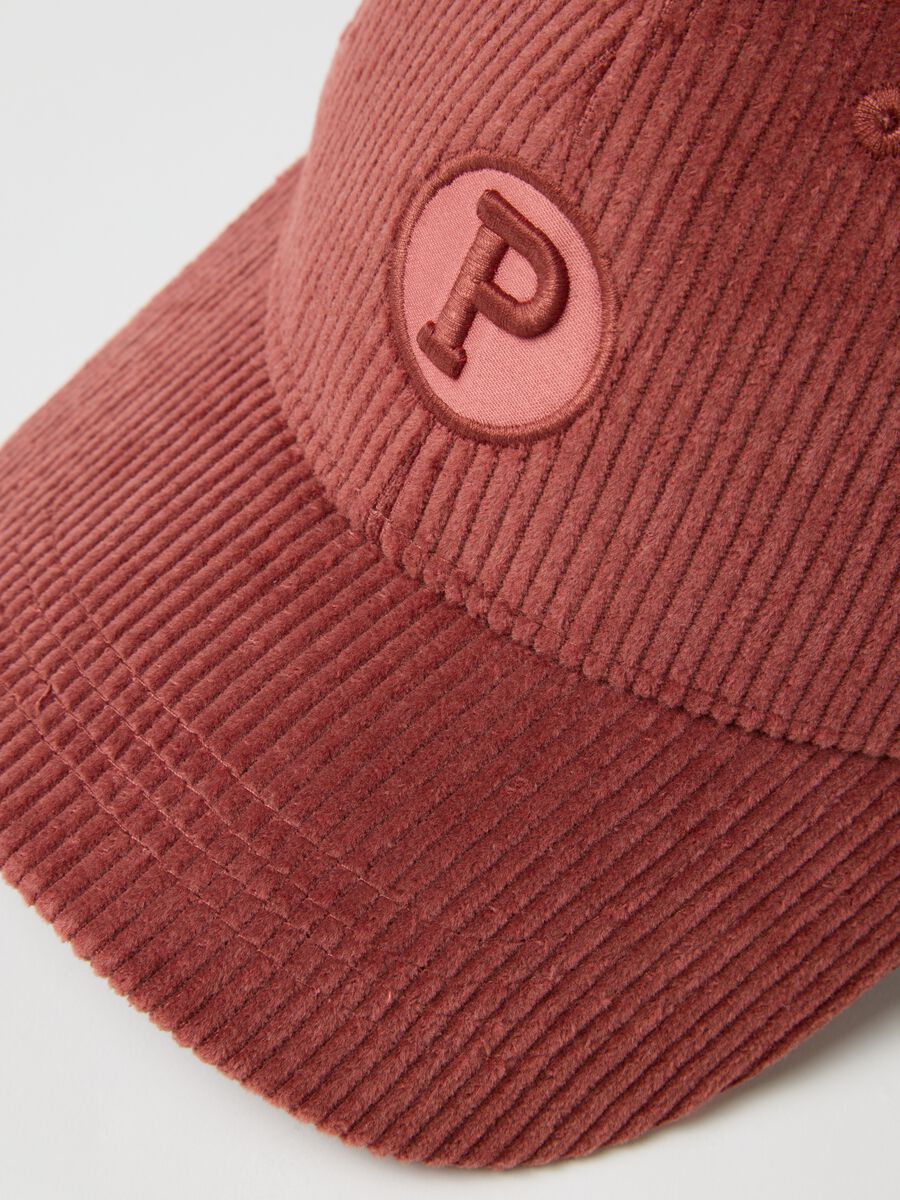 Cappello rosso in puro cotone e velluto a coste_1
