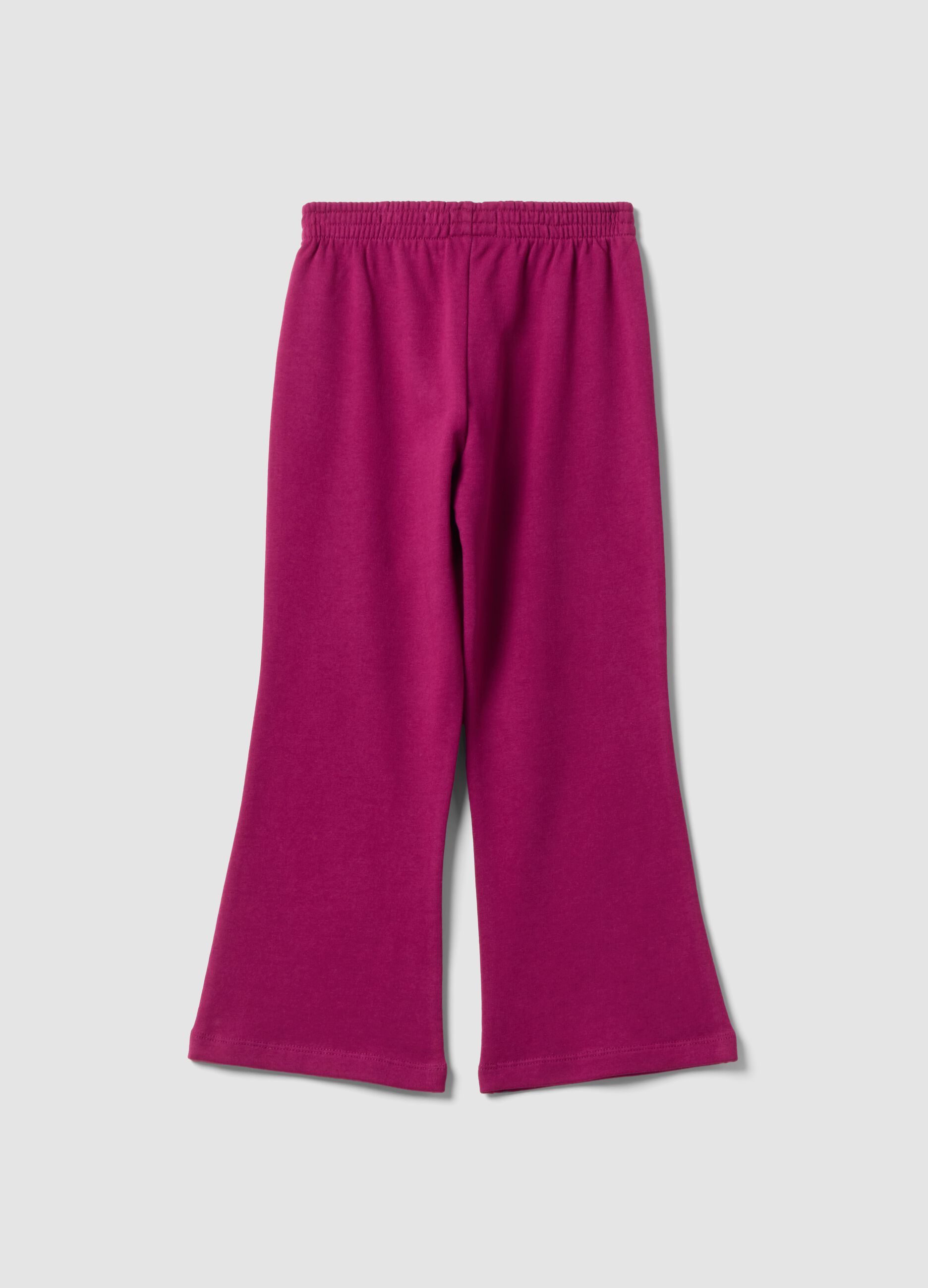 Girls&rsquo; purple flared cotton joggers