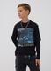 Black pure cotton crew-neck T-shirt with print_1