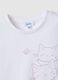 Girls' white cotton t-shirt with cat print, regular fit_2