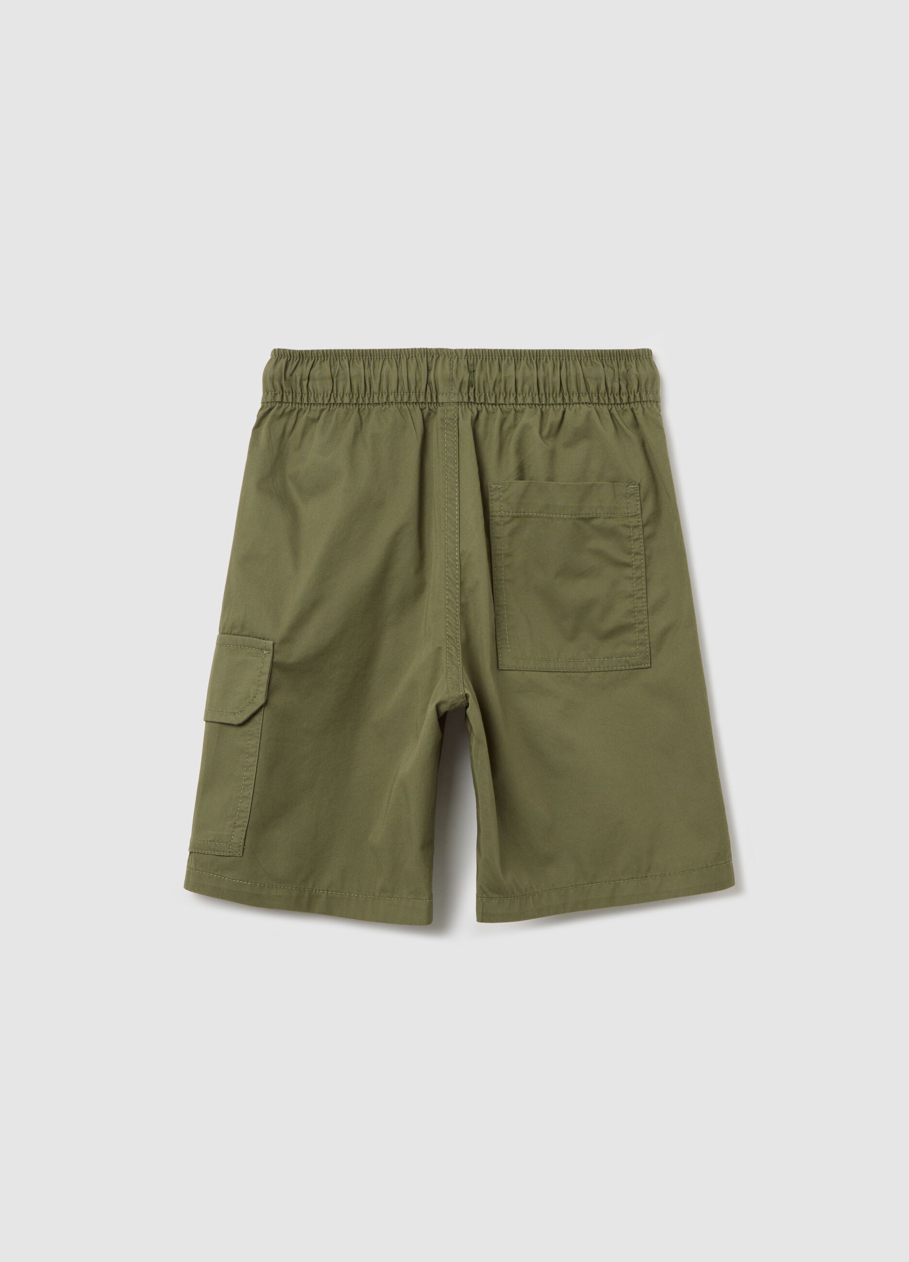 Green cargo shorts with drawstring