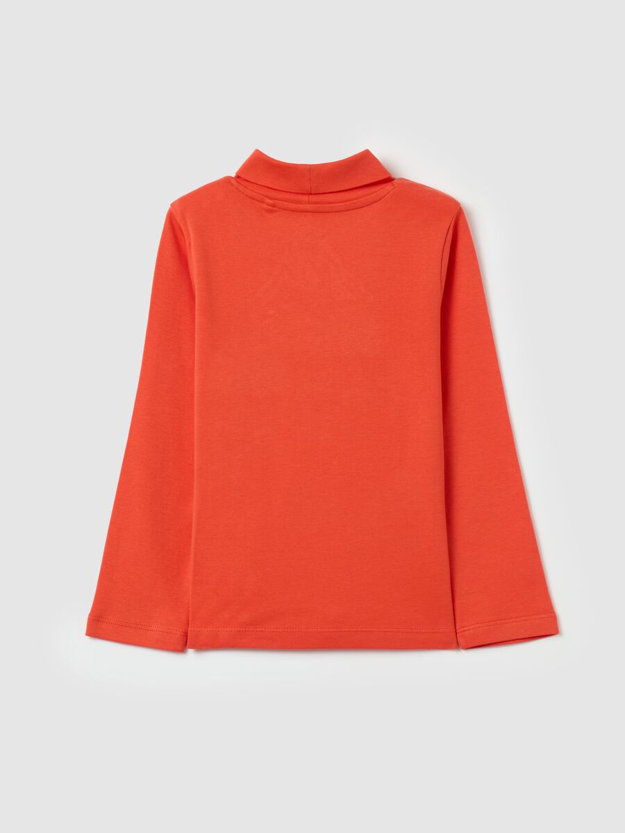Cotton T-shirt with high neck and print_1